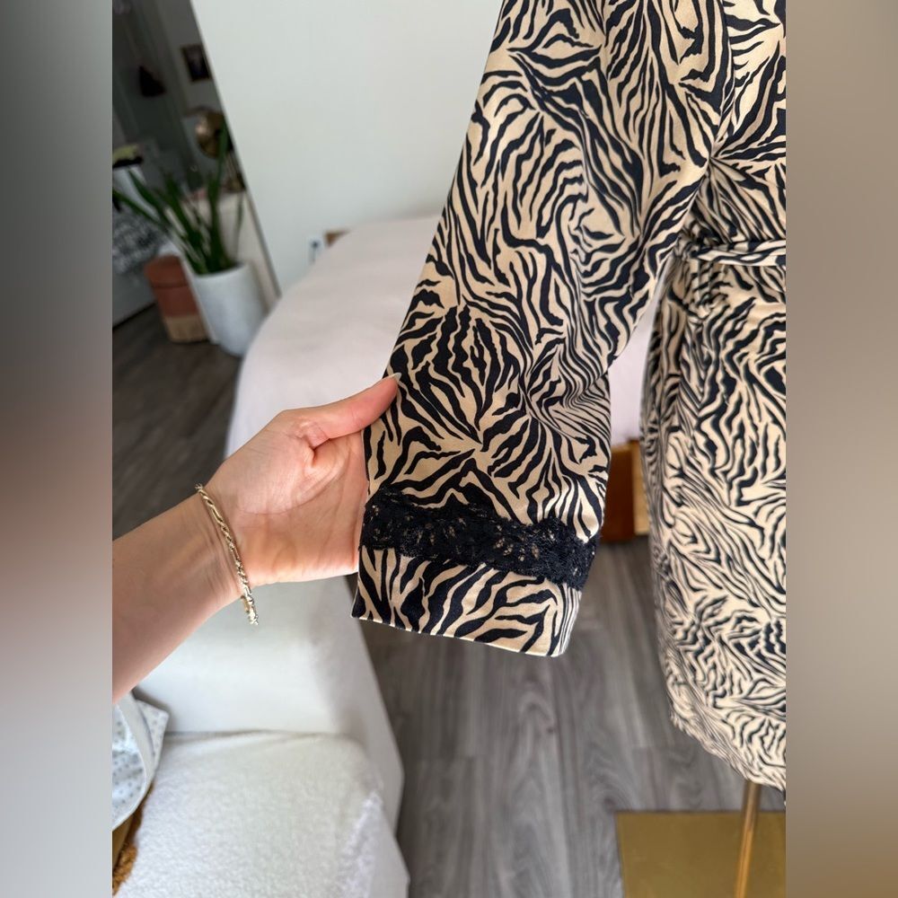Studio Donatella Vintage Animal Print Zebra Intimates Sleepwear Robe S/M Y2k View 6